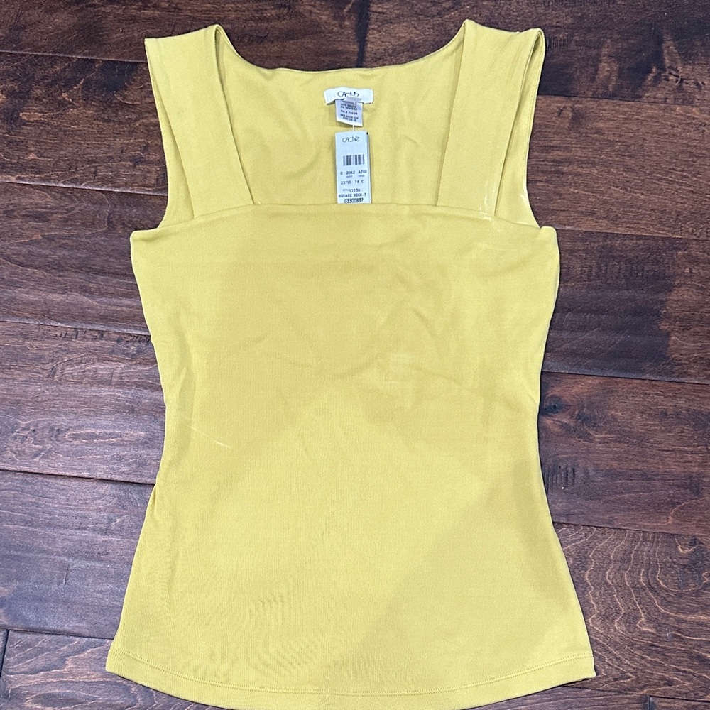 Cache Square Neck Yellow Tank Top
